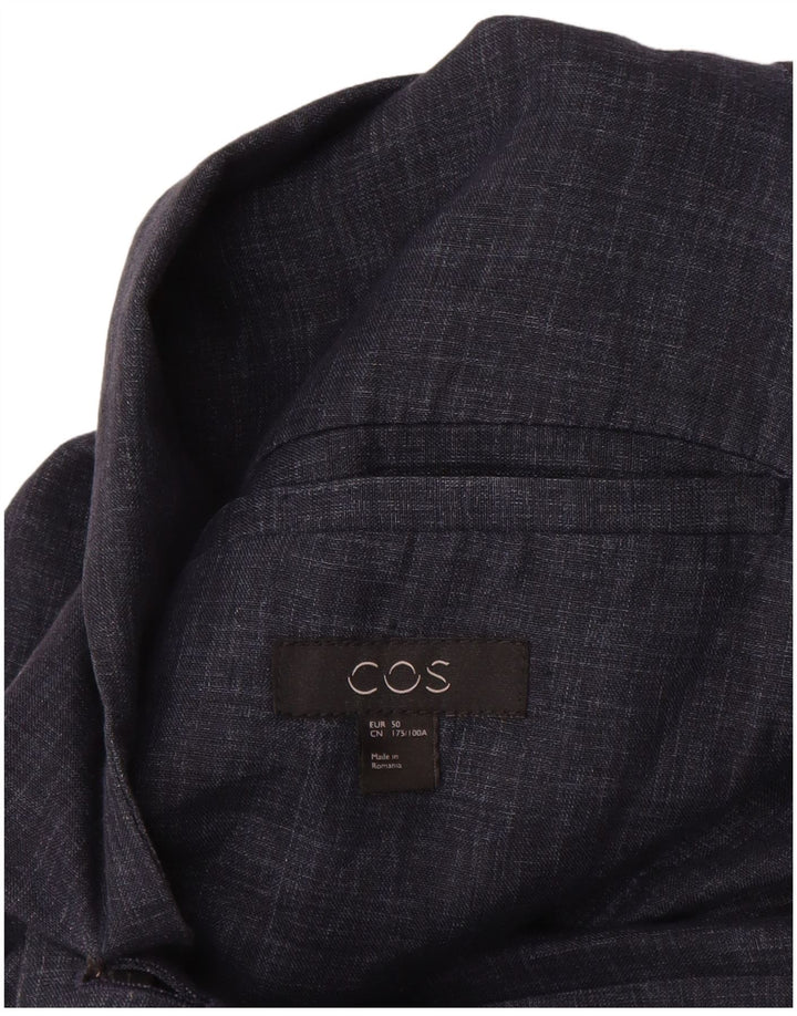Cos Mens Jaqueta Blazer de 2 Botões EU 50 Linho Azul Marinho Grande