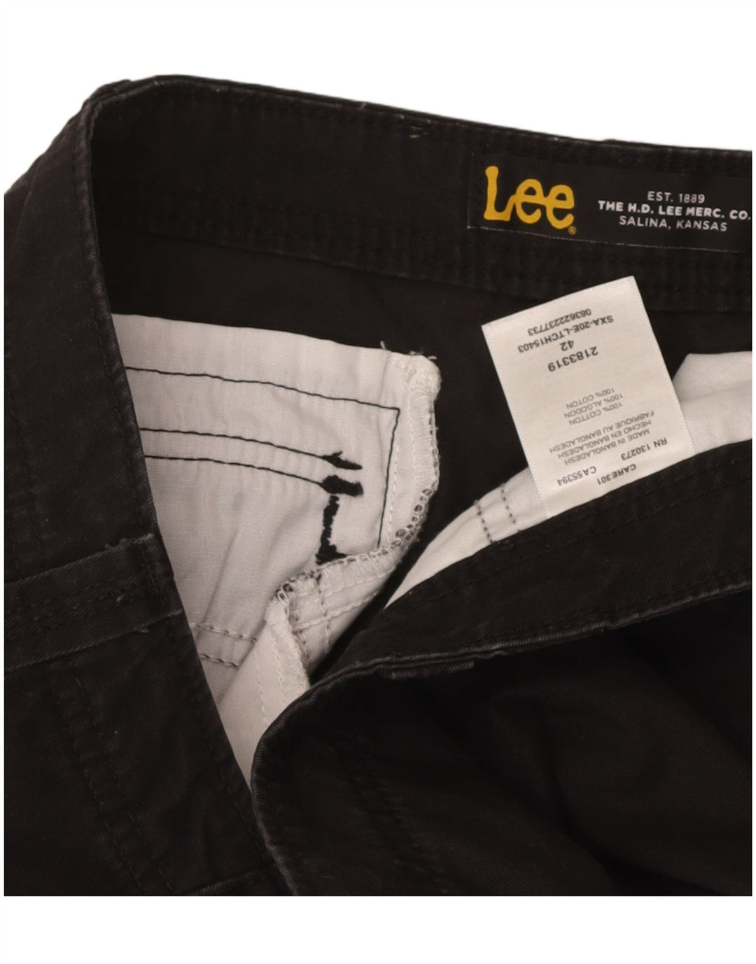 LEE Masculino Kansas Cargo Shorts W42 2XL Algodão Preto