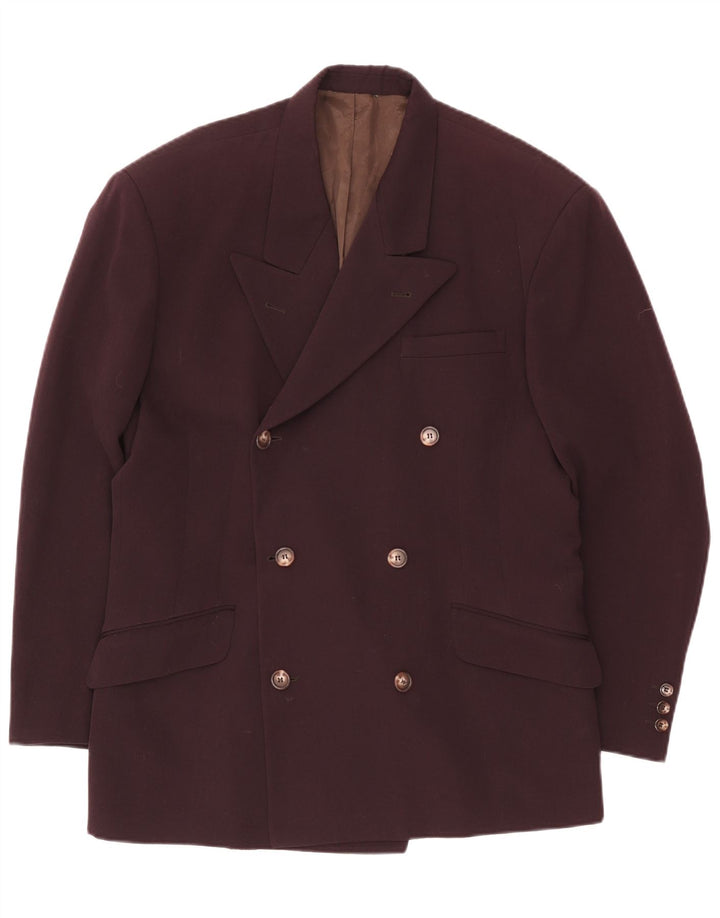 Jaqueta blazer masculina vintage com peito duplo Reino Unido 38 Médio Borgonha