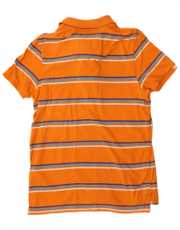 Superdry Mens Graphic Polo Shirt Médio Laranja Listrado Algodão