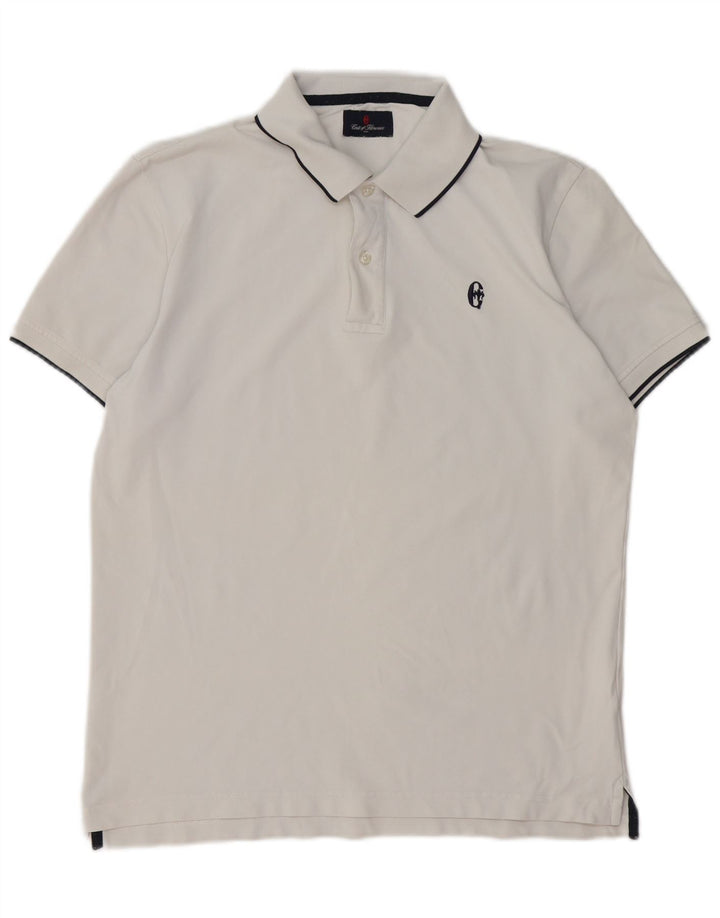 Camisa polo masculina CONTE OF FLORENCE algodão branco médio