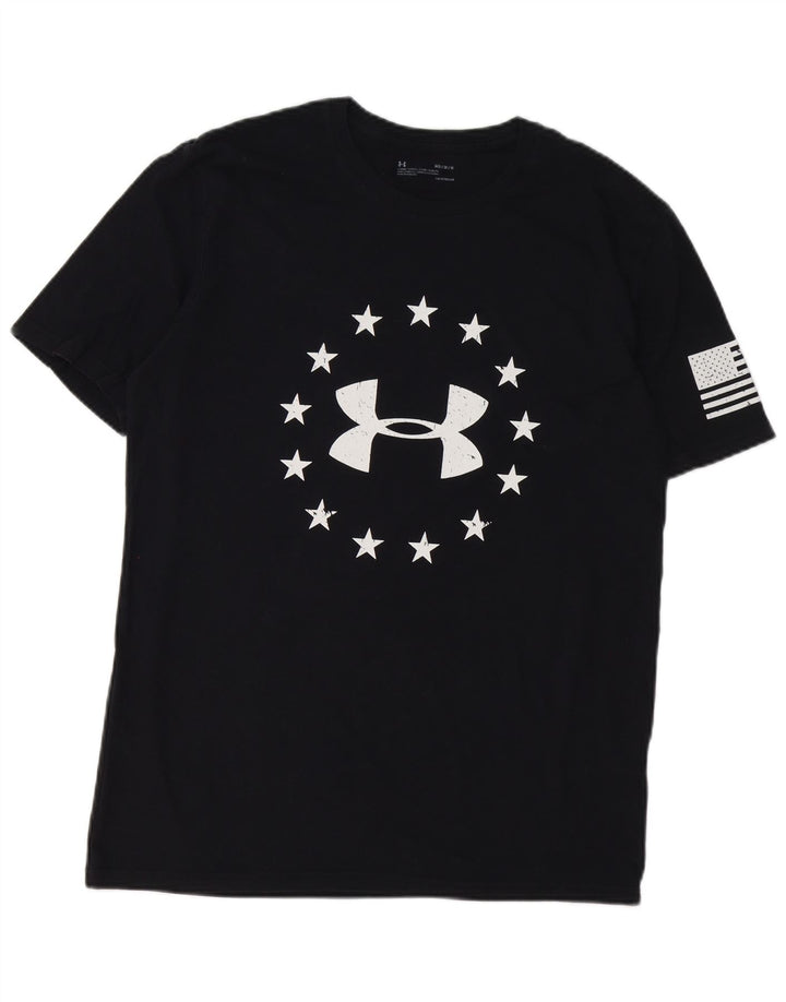Camiseta masculina Under ARMOR Heat Gear Graphic Top médio algodão preto