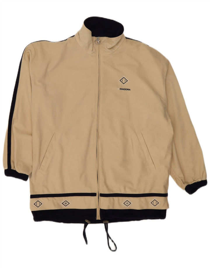 Diadora Mens Graphic Tracksuit Top Jacket Medium Bege Colourblock