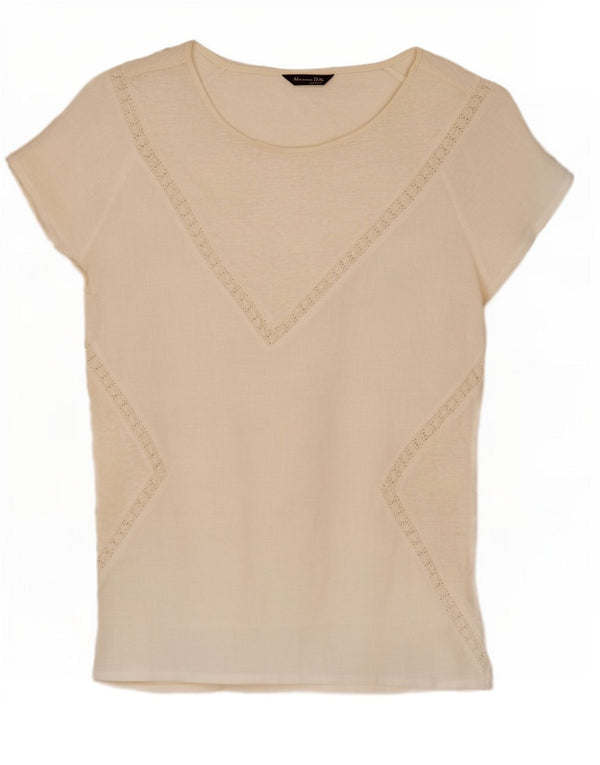Blusa feminina Massimo Dutti UK 12 médio branco
