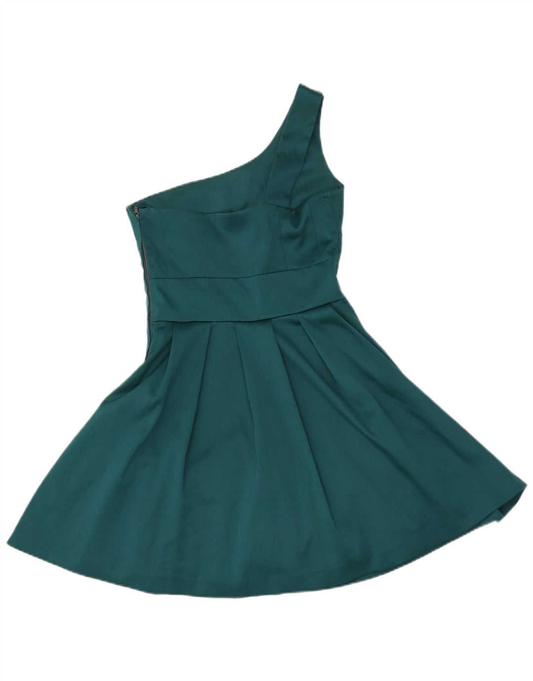 WAREHOUSE Vestido feminino de um ombro Reino Unido 8 pequeno poliéster verde