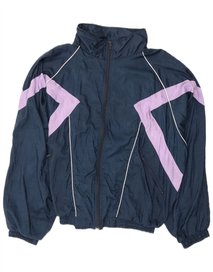 Jaqueta superior de agasalho masculino VINTAGE XL azul marinho Colourblock poliéster