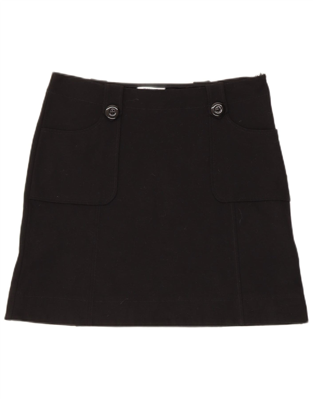 Mini saia feminina Marella Reino Unido 10 pequena W34 viscose preta