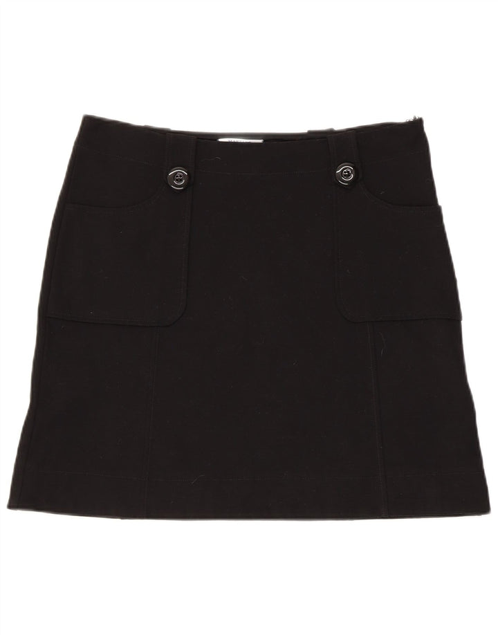 Mini saia feminina Marella Reino Unido 10 pequena W34 viscose preta
