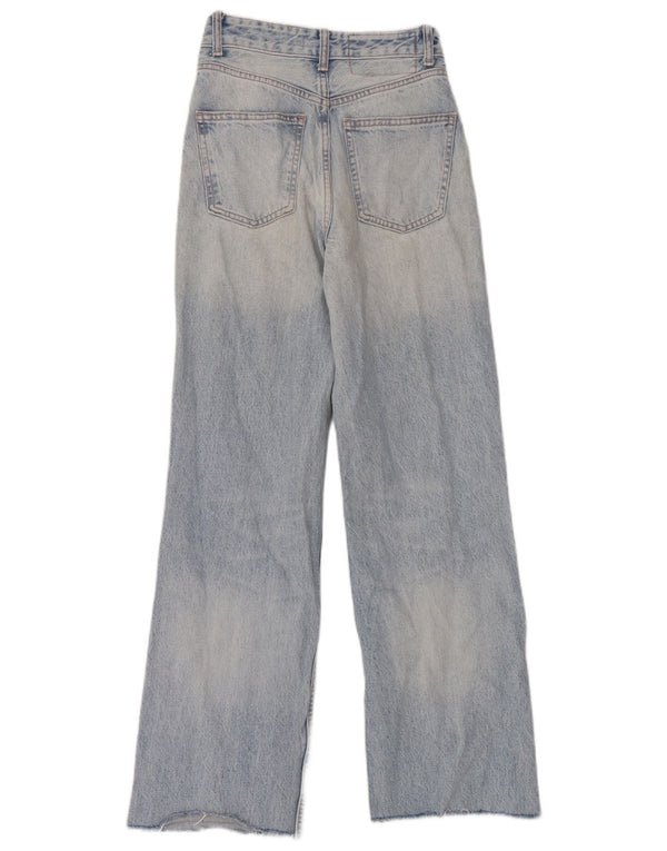Zara Jeans feminino cintura alta com perna larga EU 34 2XS W24 L30 azul