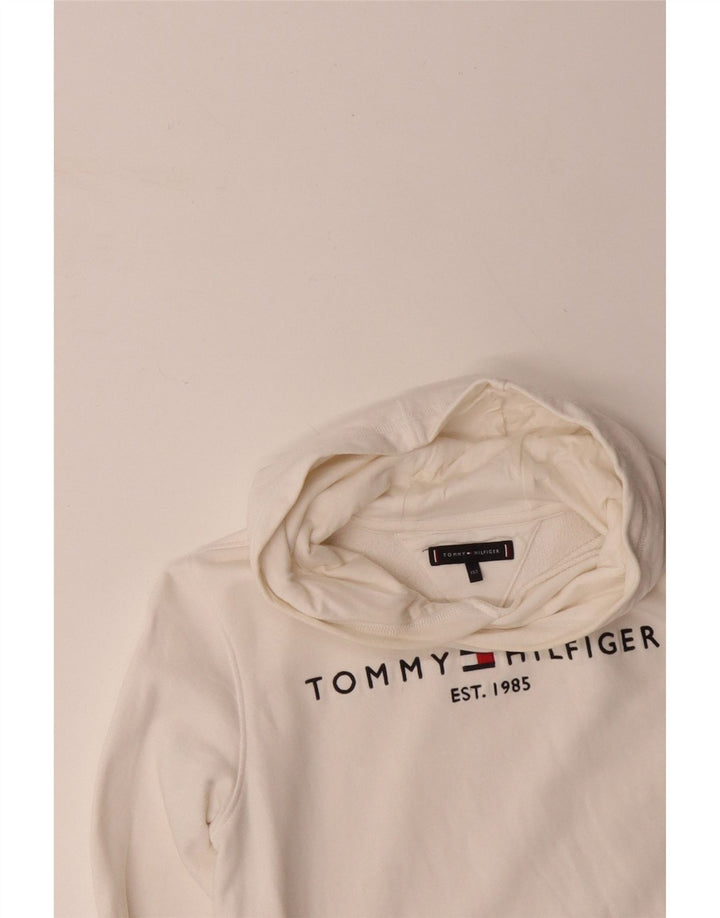 Suéter com capuz gráfico TOMMY HILFIGER para meninas 11-12 anos algodão branco