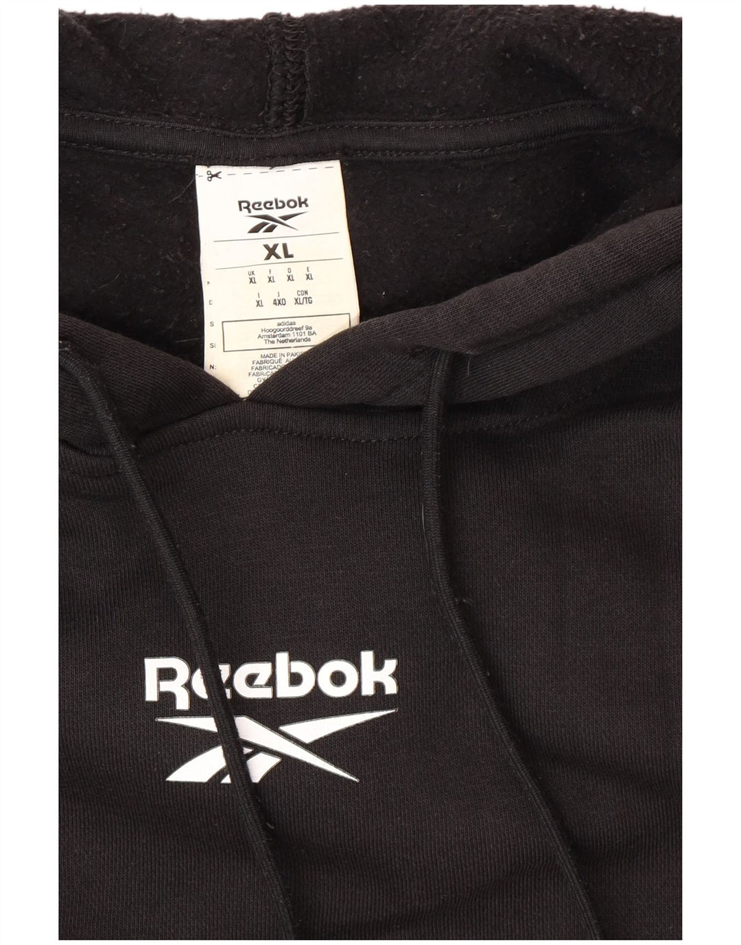 REEBOK masculino gráfico moletom com capuz XL algodão preto
