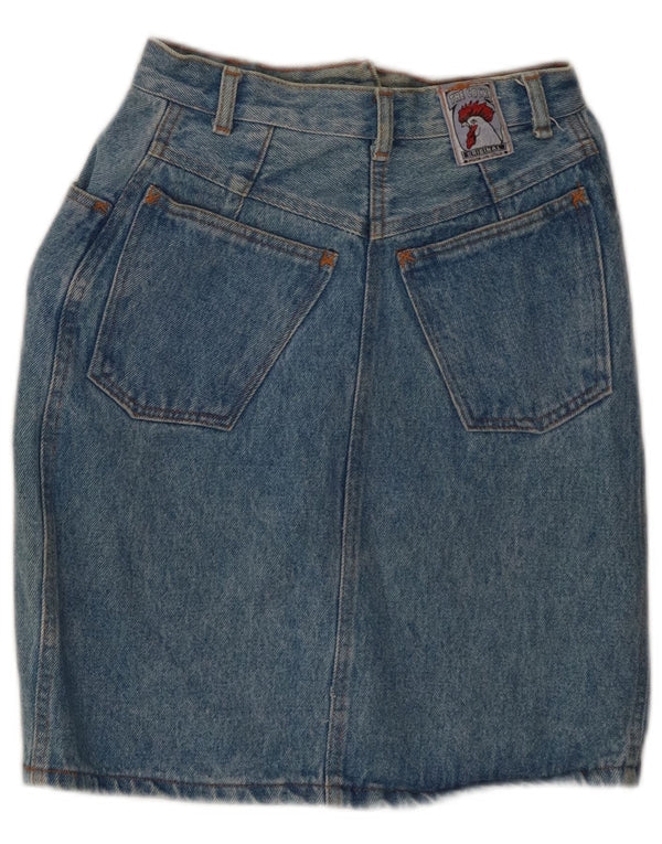 Saia jeans feminina VINTAGE de cintura alta IT 42 médio W24 azul