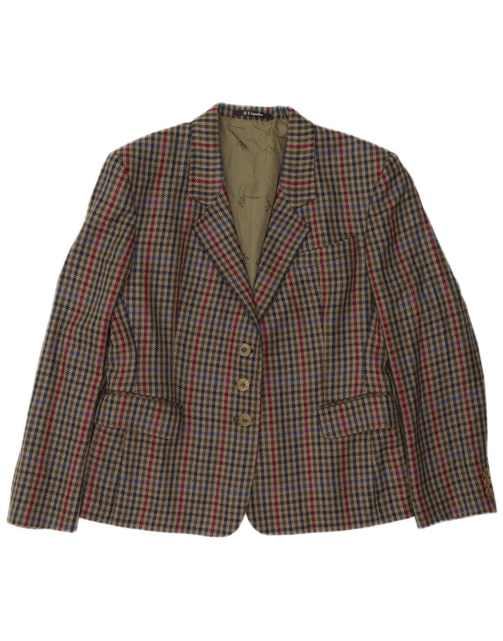 Jaqueta blazer feminina DAKS com 3 botões UK 14 xadrez médio multicolorido