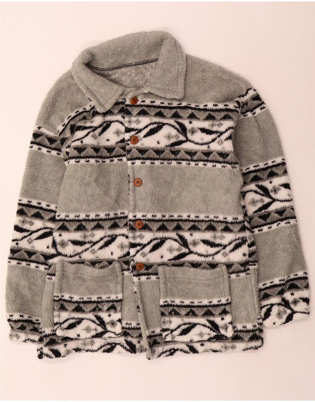 Jaqueta de lã masculina vintage UK 38 cinza médio Fair Isle