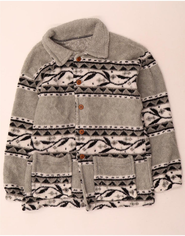 Jaqueta de lã masculina vintage UK 38 cinza médio Fair Isle