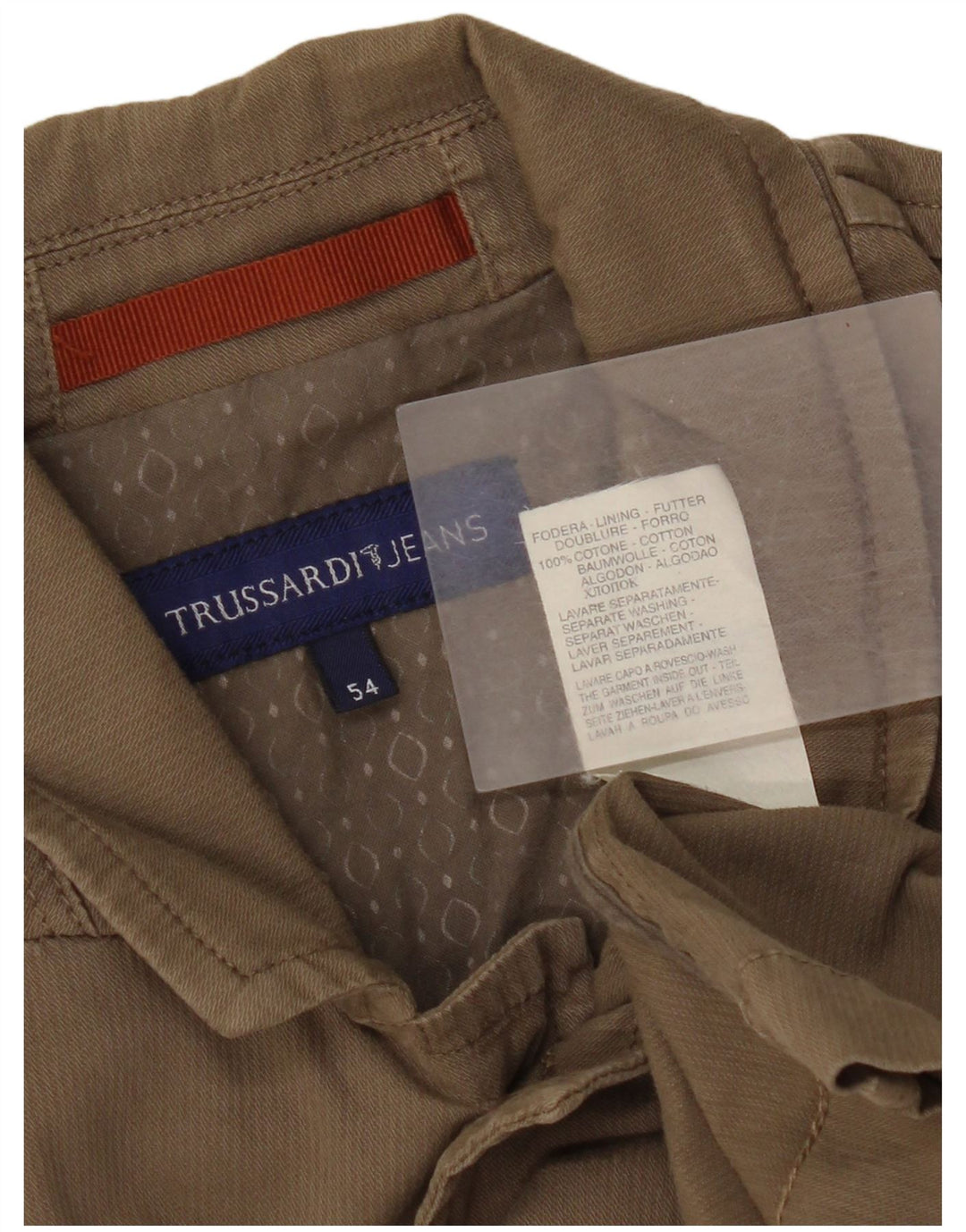 Jaqueta utilitária masculina Trussardi Jeans IT 54 2XL algodão bege