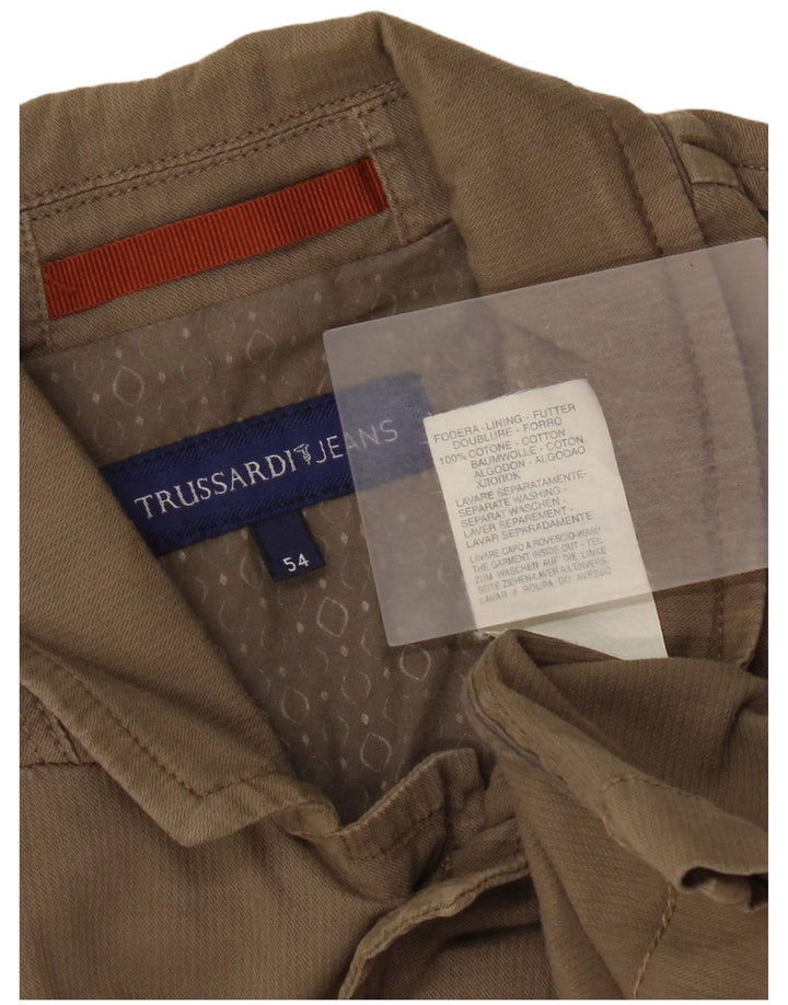 Jaqueta utilitária masculina Trussardi Jeans IT 54 2XL algodão bege