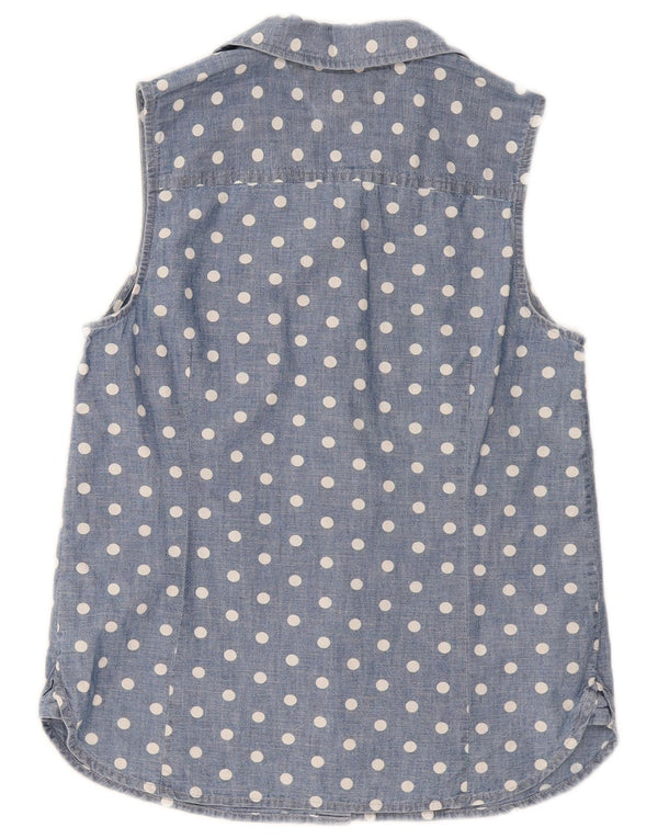 Camisa feminina sem mangas Tommy Hilfiger Reino Unido 10 pequenas bolinhas azuis algodão