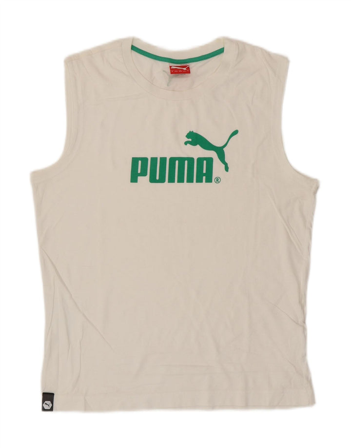 Puma Mens Graphic Vest Top Médio Branco