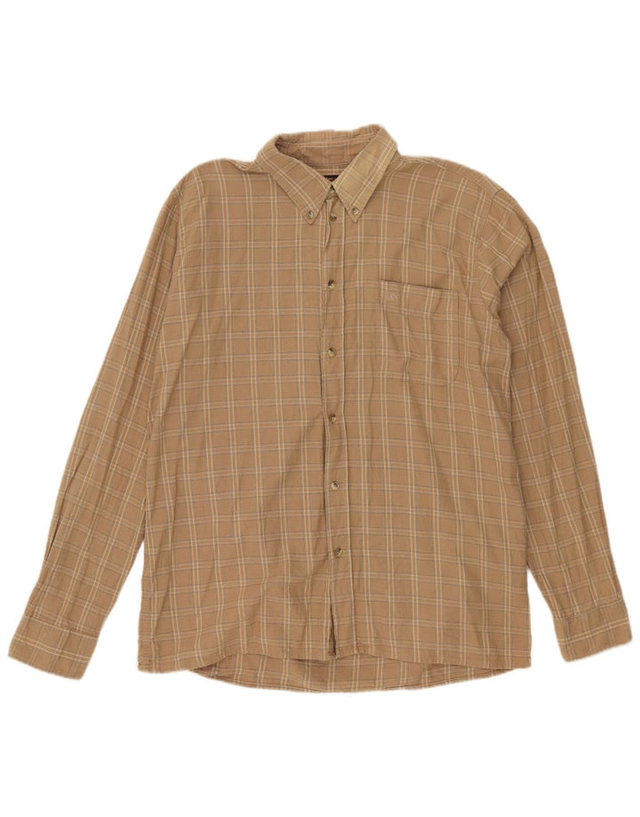 Camisa masculina de flanela Lee grande algodão xadrez bege