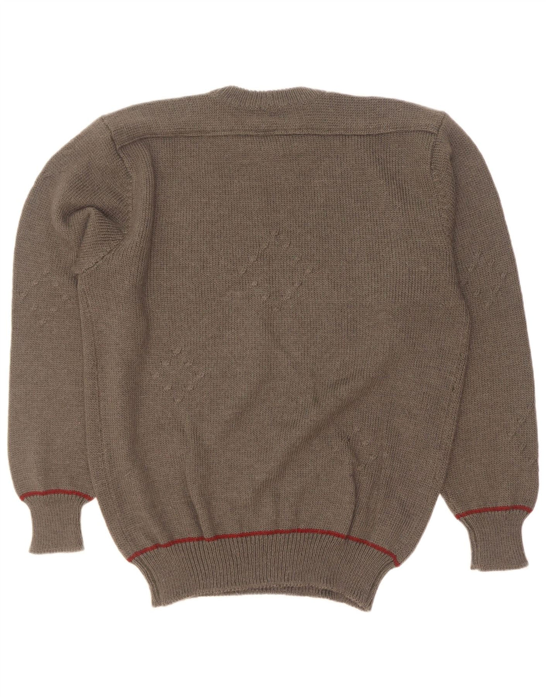 Suéter vintage masculino com gola redonda grande cáqui Argyle/Diamante