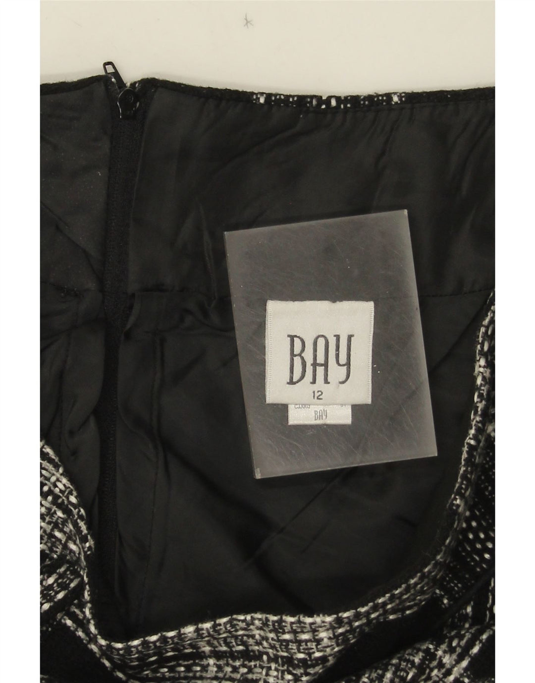 Bay Womens A-Line Saia UK 12 Médio W30 Acrílico Xadrez Preto