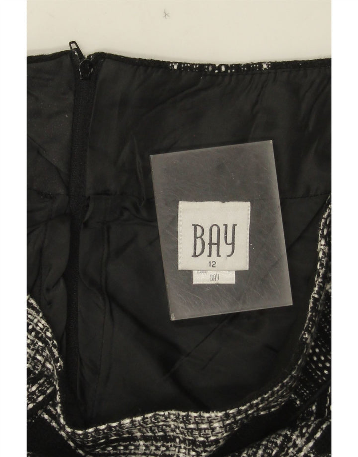 Bay Womens A-Line Saia UK 12 Médio W30 Acrílico Xadrez Preto