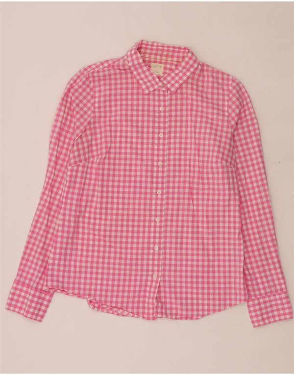J. CREW Camisa feminina UK 14 médio rosa guingão