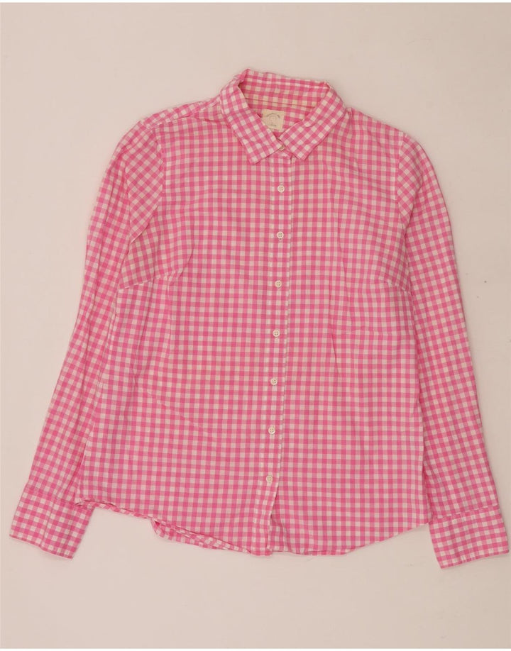 J. CREW Camisa feminina UK 14 médio rosa guingão