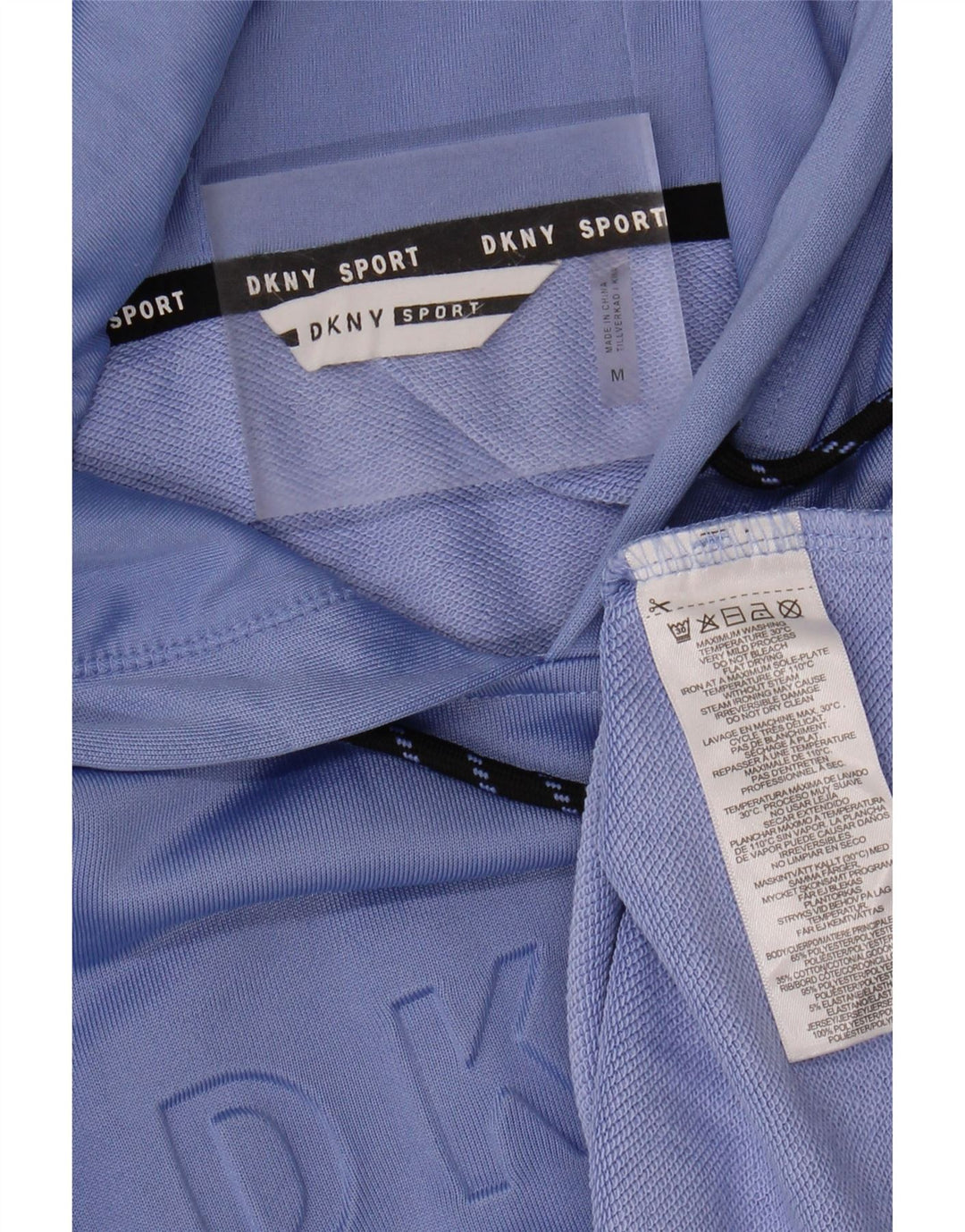 Suéter com capuz gráfico masculino DKNY poliéster azul médio