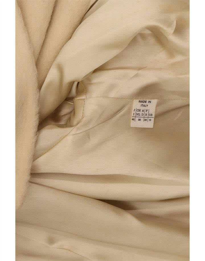 Max Mara Casaco feminino duplo breasted Reino Unido 10 pequeno off white clássico