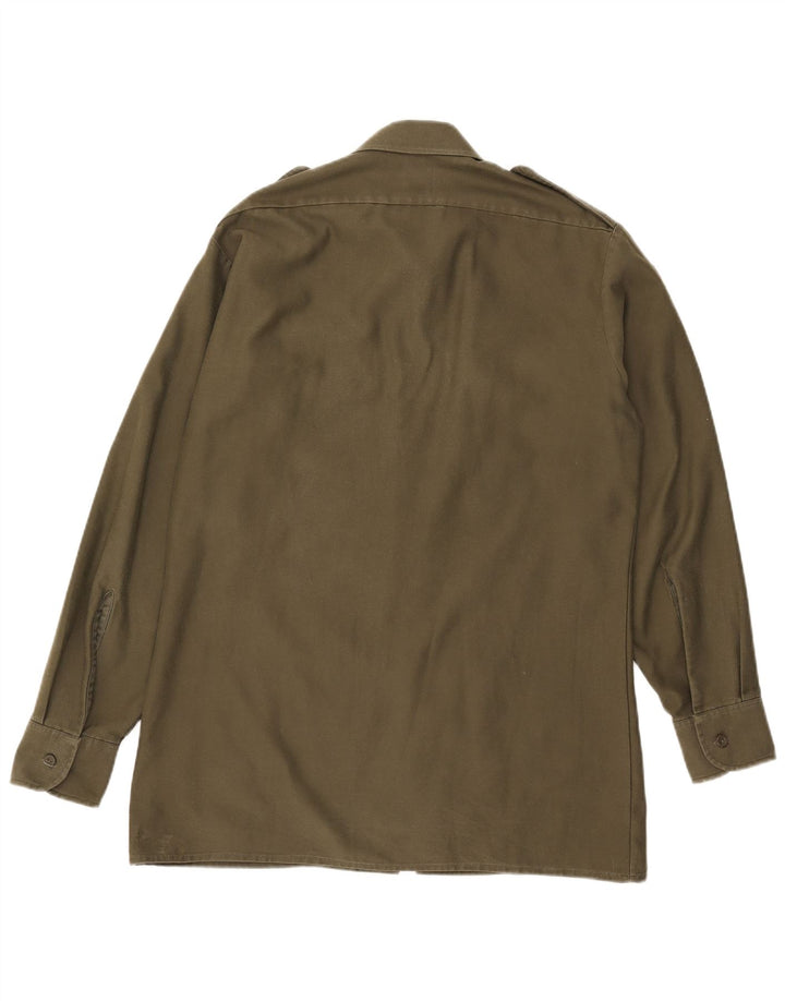 Camisa militar masculina vintage tamanho 39/40 poliéster cáqui médio