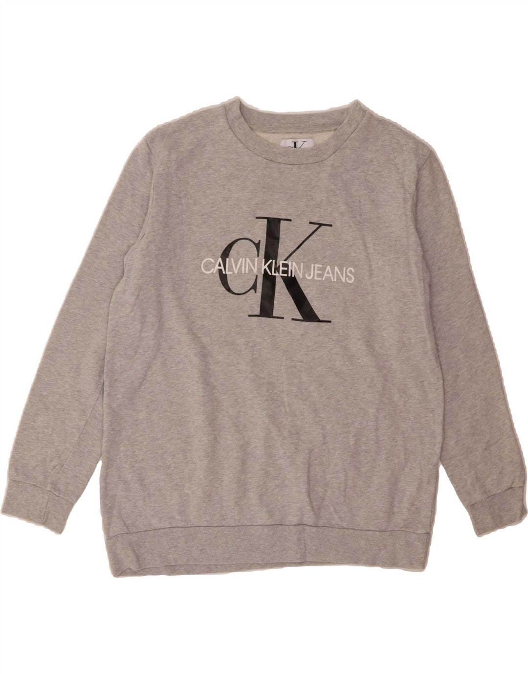 CALVIN KLEIN JEANS Womens Loose Fit Sweatshirt Jumper UK 14 Medium Grey Vintage Calvin Klein Jeans and Second-Hand Calvin Klein Jeans from Messina Hembry 