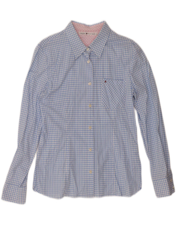 Camisa Tommy Hilfiger Feminina UK 14 Grande Algodão Gingham Azul