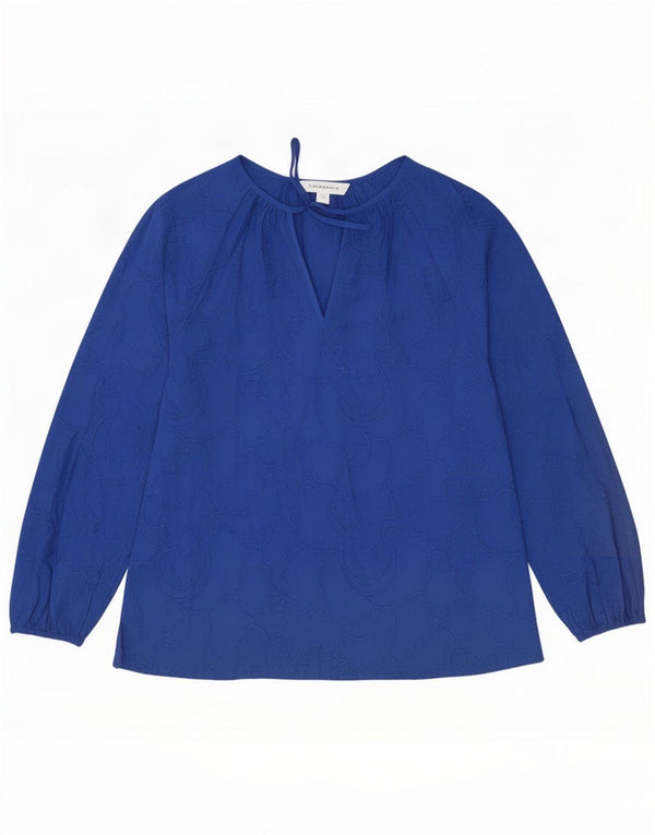 Blusa feminina de manga comprida Marks & Spencer Autograph UK 10 pequena azul