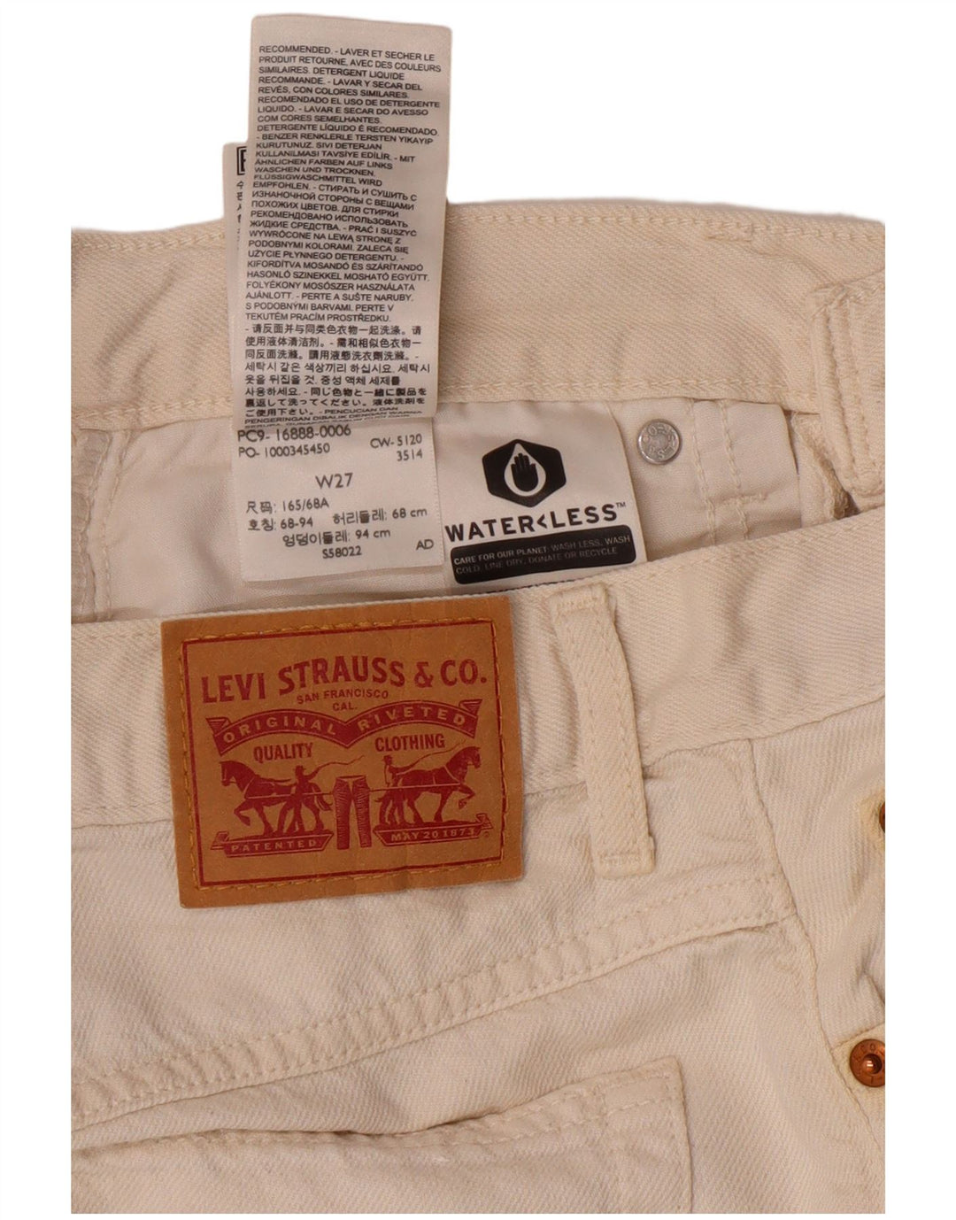 Shorts jeans feminino Levi's Mom cintura alta W27 pequeno off white clássico