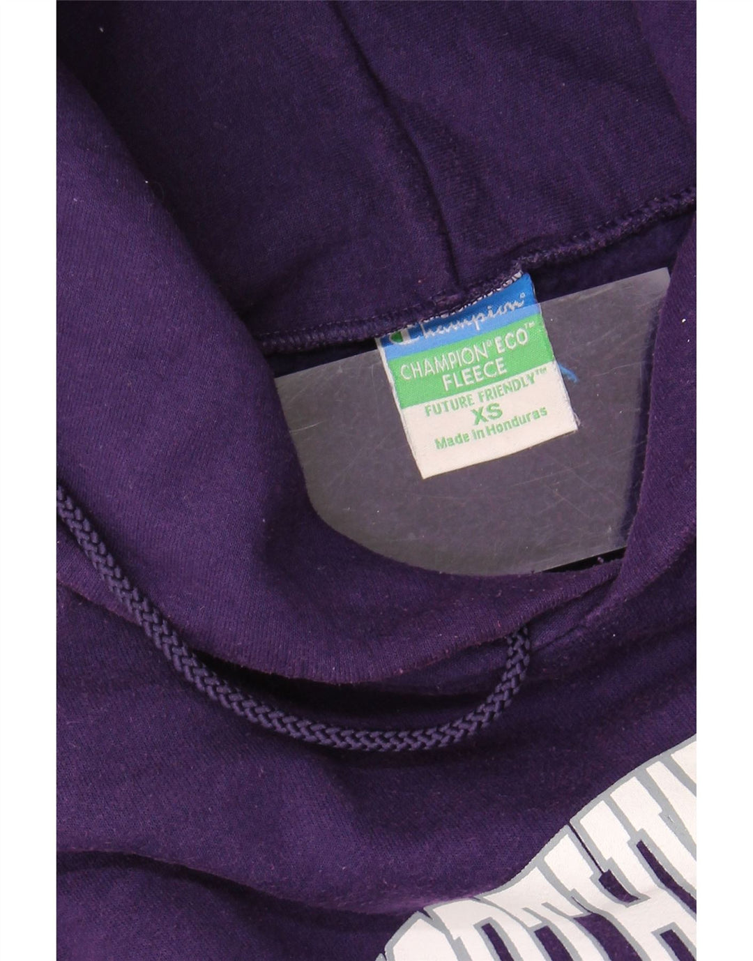 CHAMPION Mens Graphic Hoodie Jumper XS Purple Cotton Vintage Champion and Second-Hand Champion from Messina Hembry 