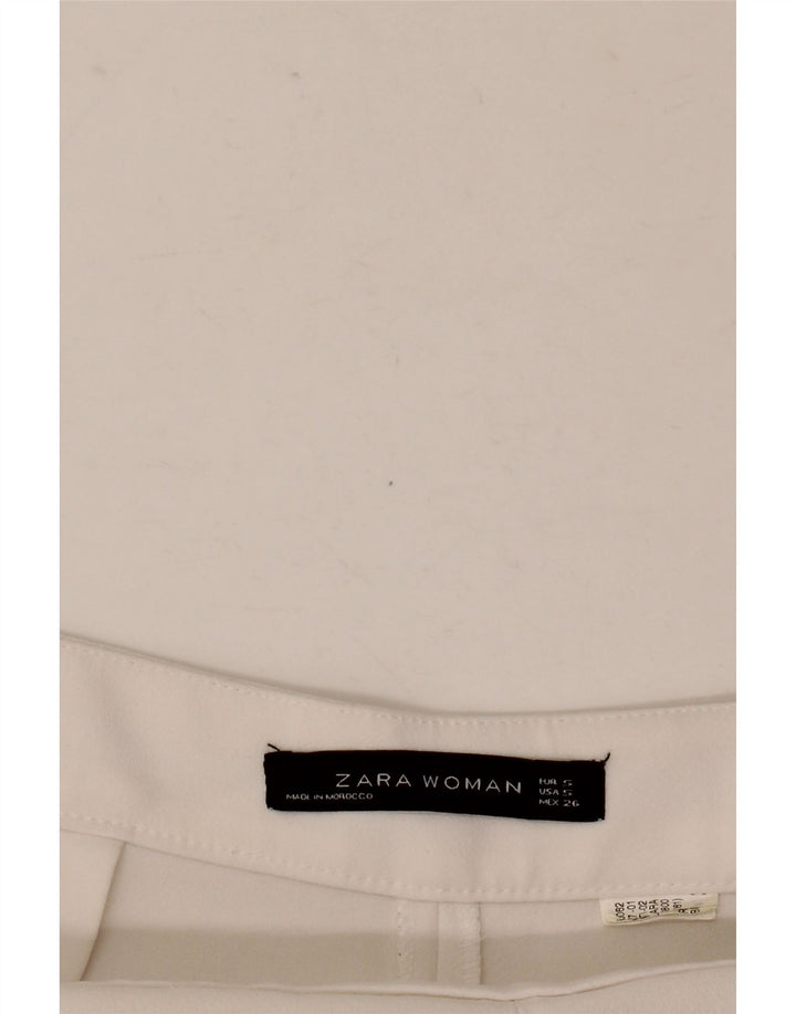 Calça feminina casual Zara Flare pequena W26 L25 branca