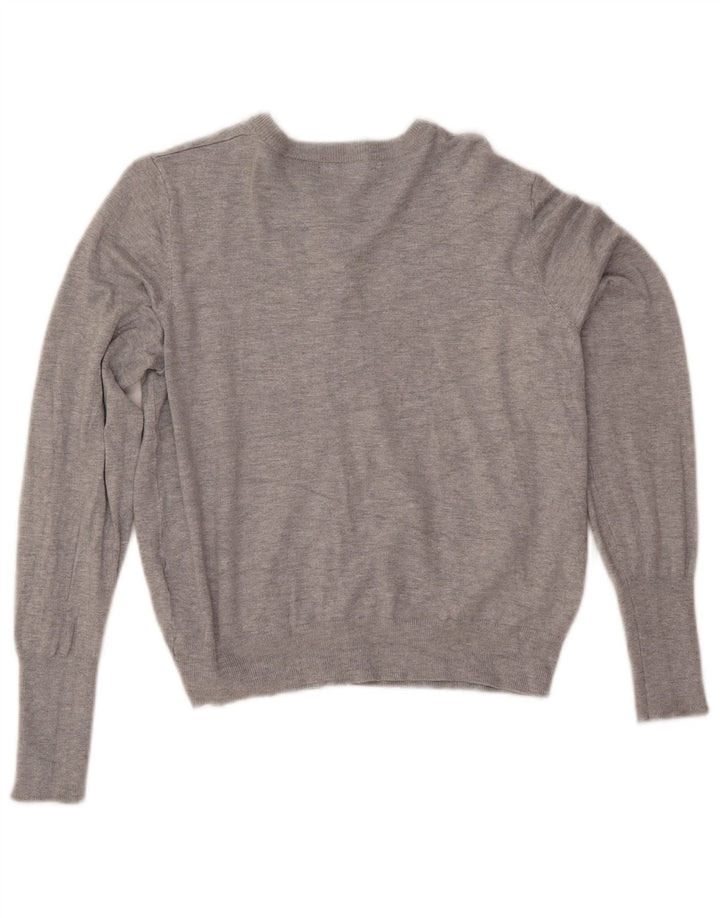 Suéter cardigã feminino MARKS & SPENCER Reino Unido 14 viscose cinza médio