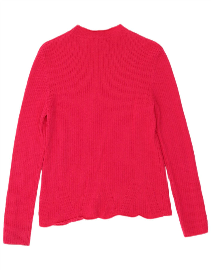 Suéter feminino Jigsaw com gola redonda UK 10 lã rosa pequena