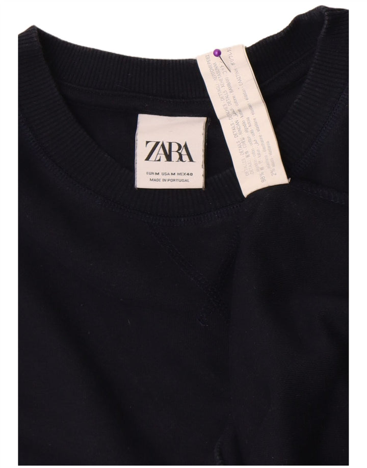 Zara moletom masculino jumper médio azul marinho algodão