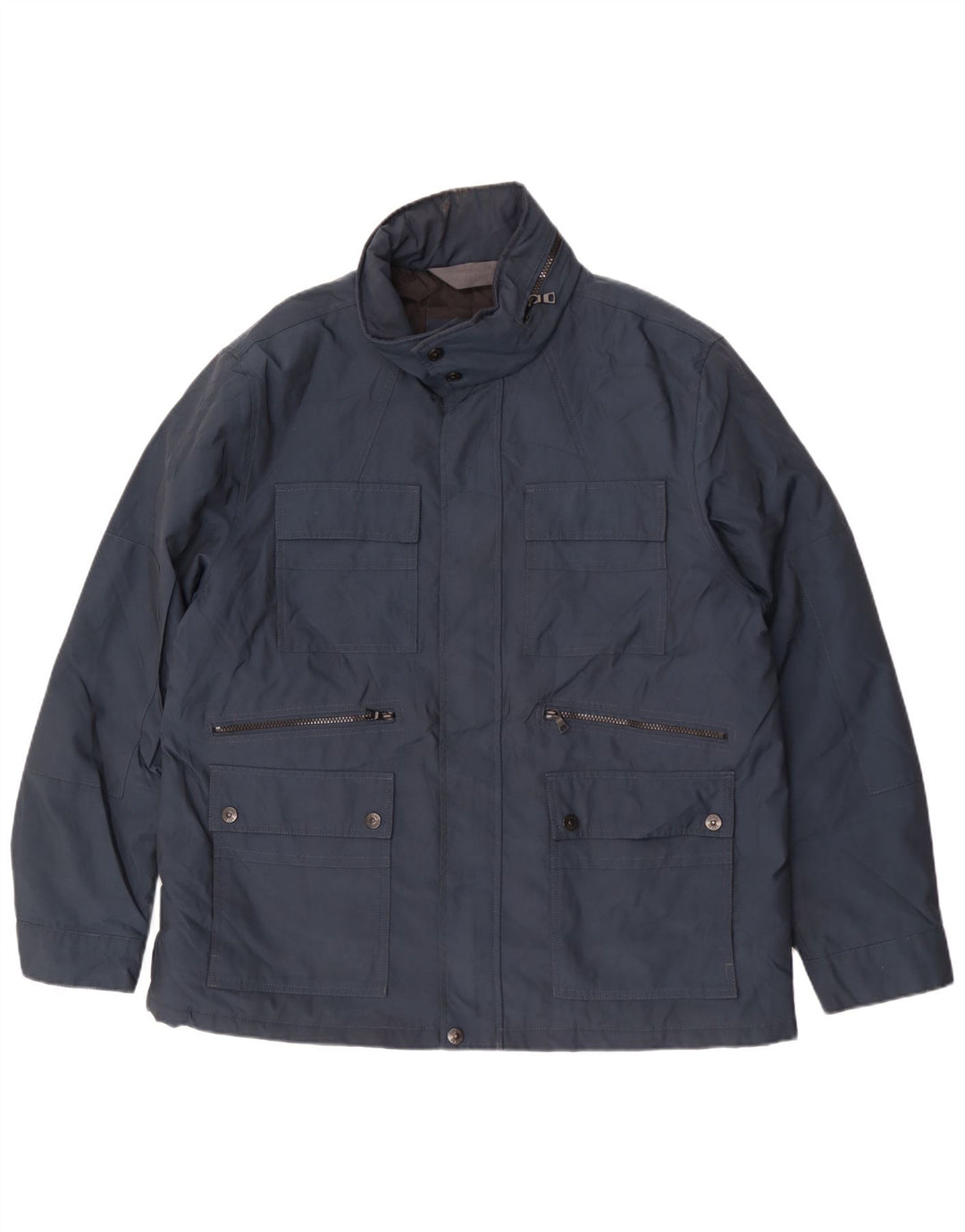 Jaqueta utilitária masculina com capuz Marks & Spencer Reino Unido 44 2XL poliéster azul marinho