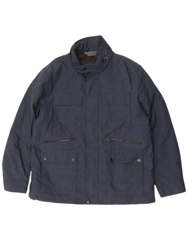 Jaqueta utilitária masculina com capuz Marks & Spencer Reino Unido 44 2XL poliéster azul marinho