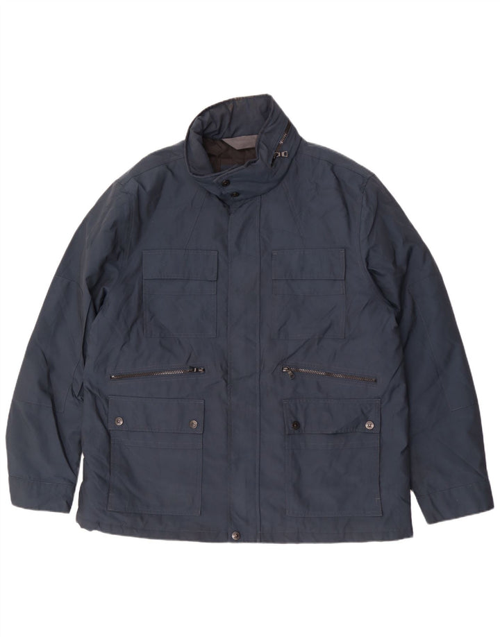 Jaqueta utilitária masculina com capuz Marks & Spencer Reino Unido 44 2XL poliéster azul marinho