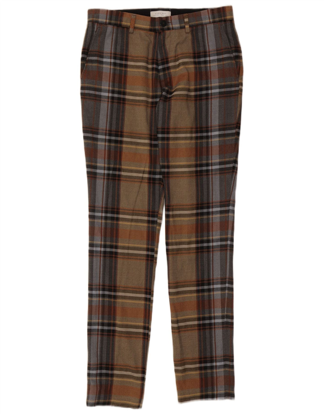 Zara Mens Slim Chino Calças EU 40 Médio W31 L33 Xadrez Multicolorido