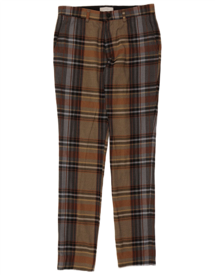 Zara Mens Slim Chino Calças EU 40 Médio W31 L33 Xadrez Multicolorido