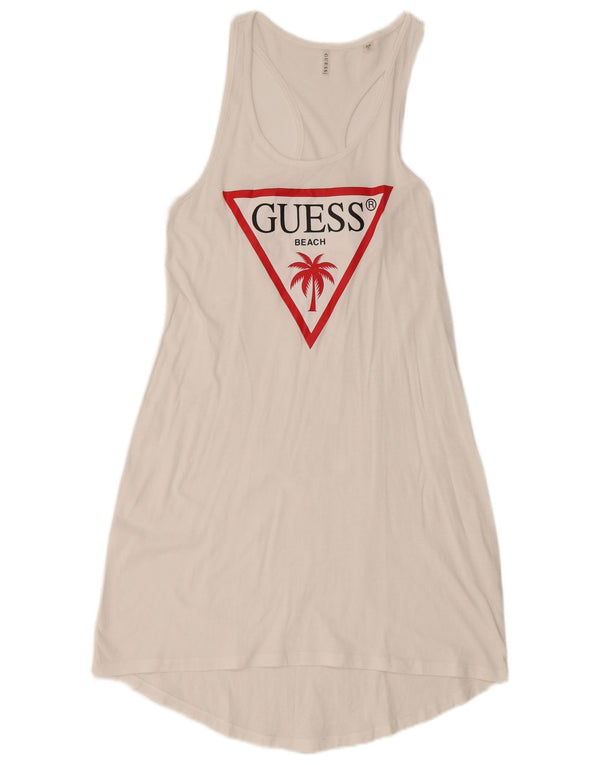 Guess Vestido feminino gráfico UK 12 médio branco
