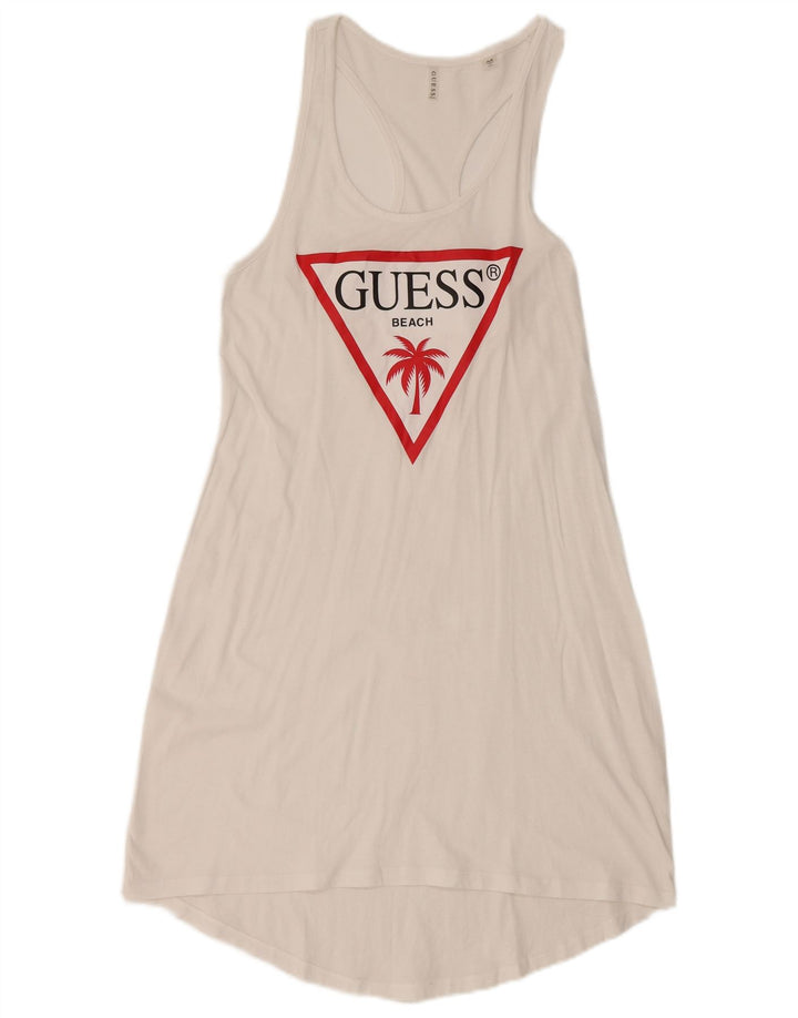 Guess Vestido feminino gráfico UK 12 médio branco