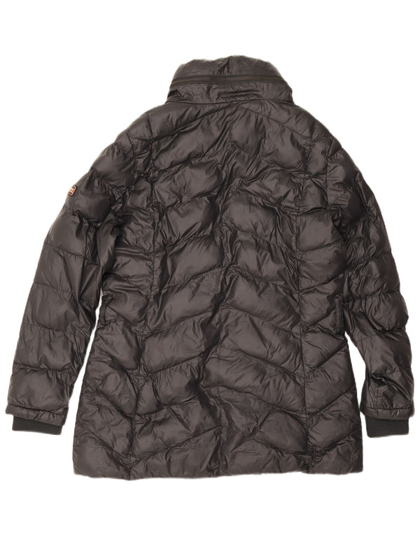 Jaqueta acolchoada com capuz feminina Barbour UK 16 grande poliamida preta