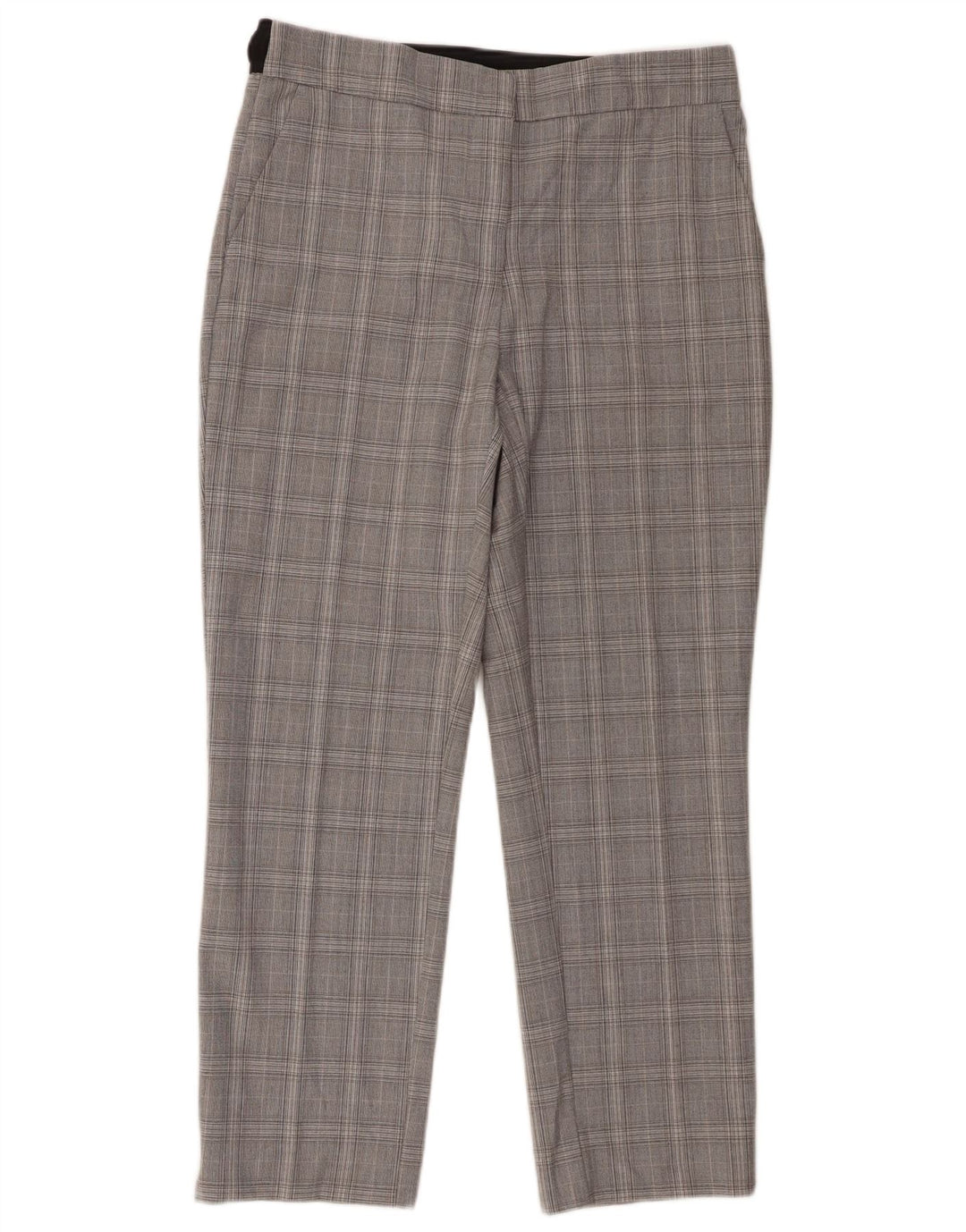 Calça Chino Slim Feminina Zara Grande W30 L27 Poliéster Xadrez Cinza